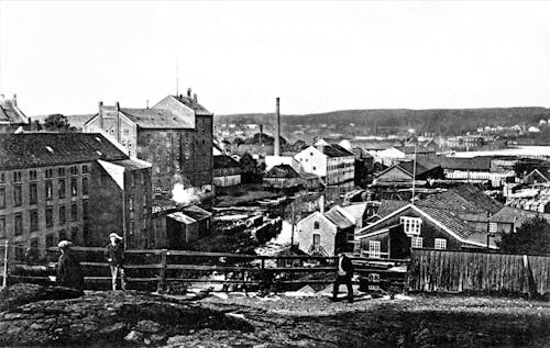 1910 Møllebyen og fabrikkene ved fossen Moss Postkort